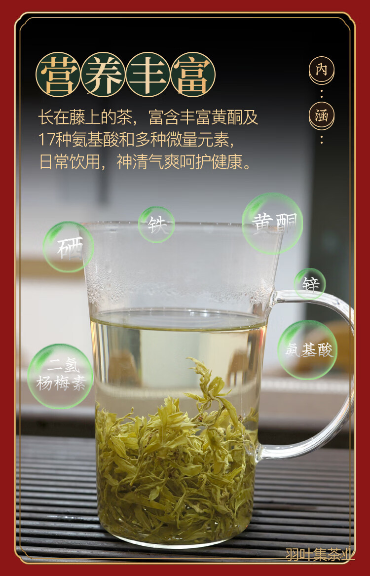 羽叶集恩施藤茶硒茶头采芽尖米芽礼盒莓茶养生茶藤禅200克