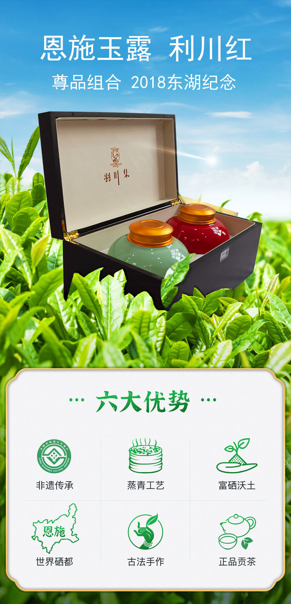 羽叶集尊品恩施玉露利川红组合装东湖2018