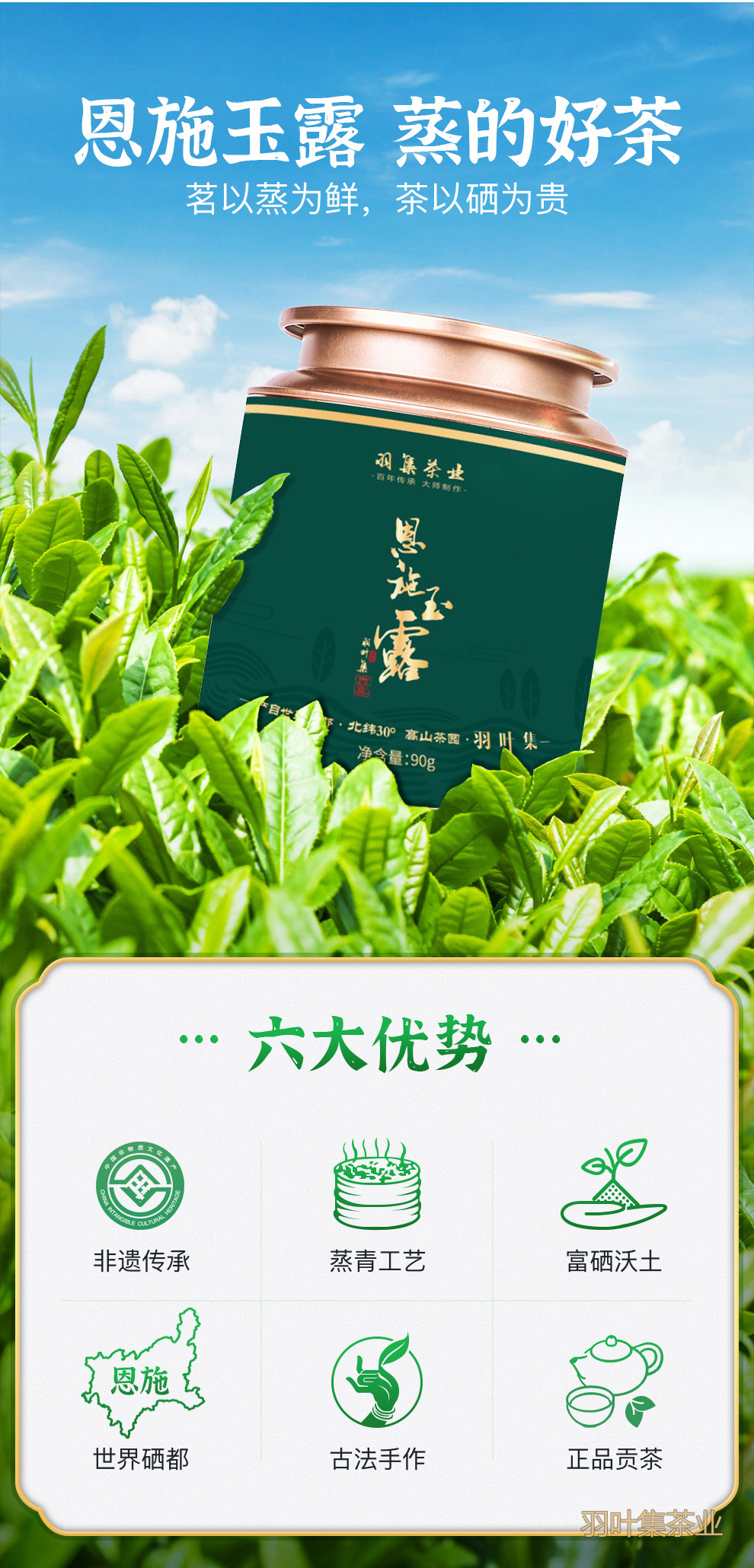 羽叶集明前特级恩施玉露独立小袋装T90
