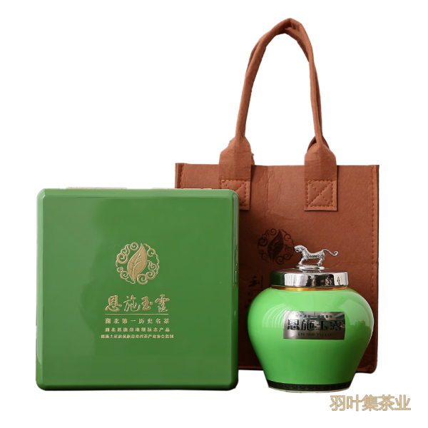 羽叶集恩施玉露明前头采蒸青绿茶恩施硒茶茶叶礼盒中秋节国庆节礼物送长辈160g